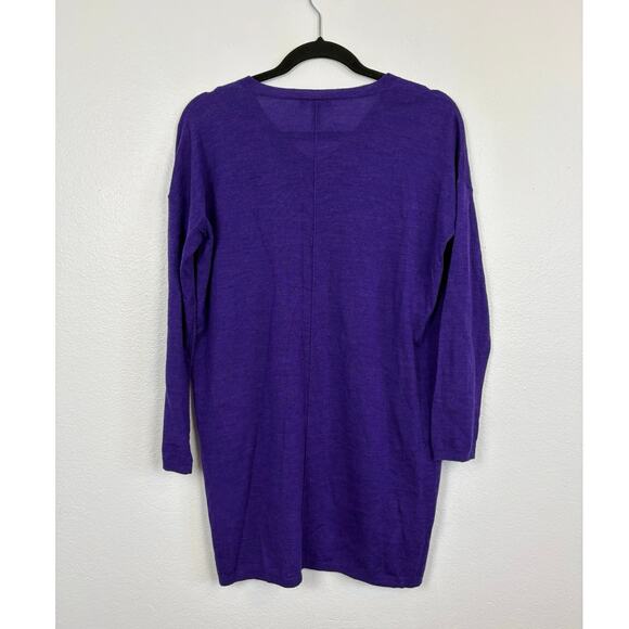 Eileen Fisher Knit Slouchy Pocket Front Tunic Length Merino Wool Sweater XXS - Picture 2 of 5